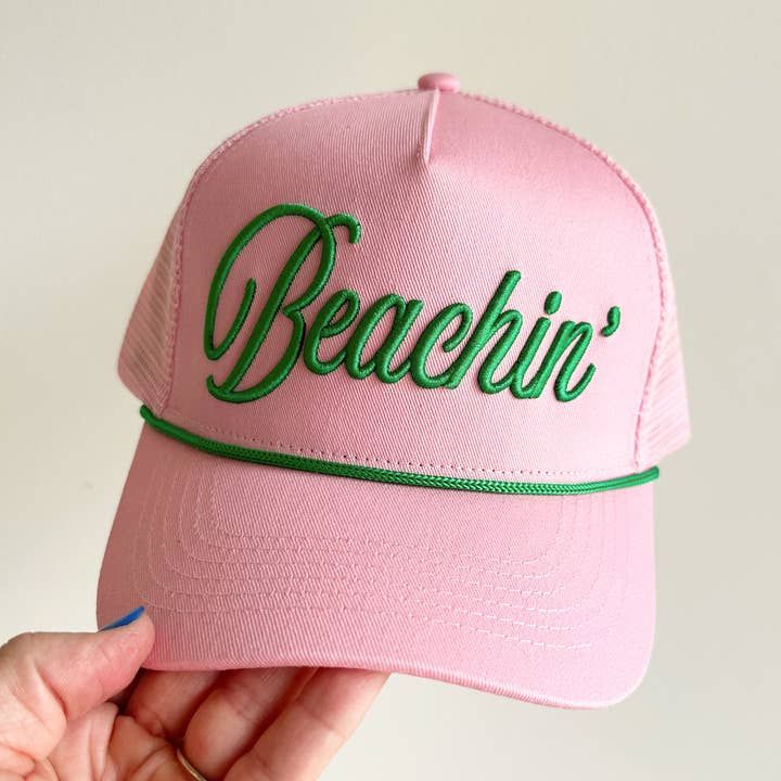 Beachin' Vintage Trucker Hat PINK