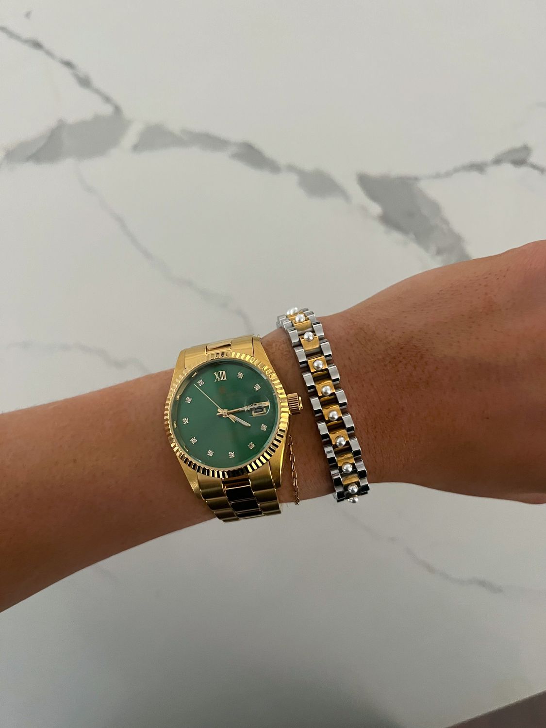 Chan Sutt Pearl Two Toned Watch Bracelet