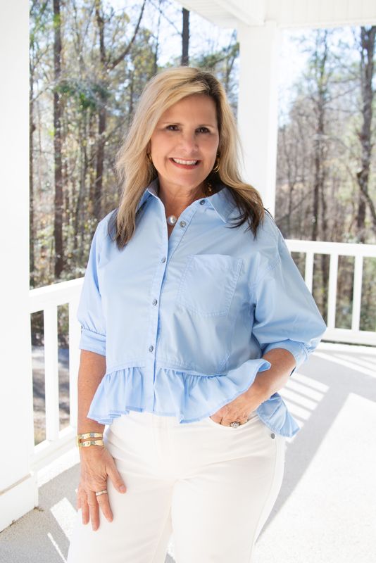 More My Vibe Button Down Ruffle Hem Top