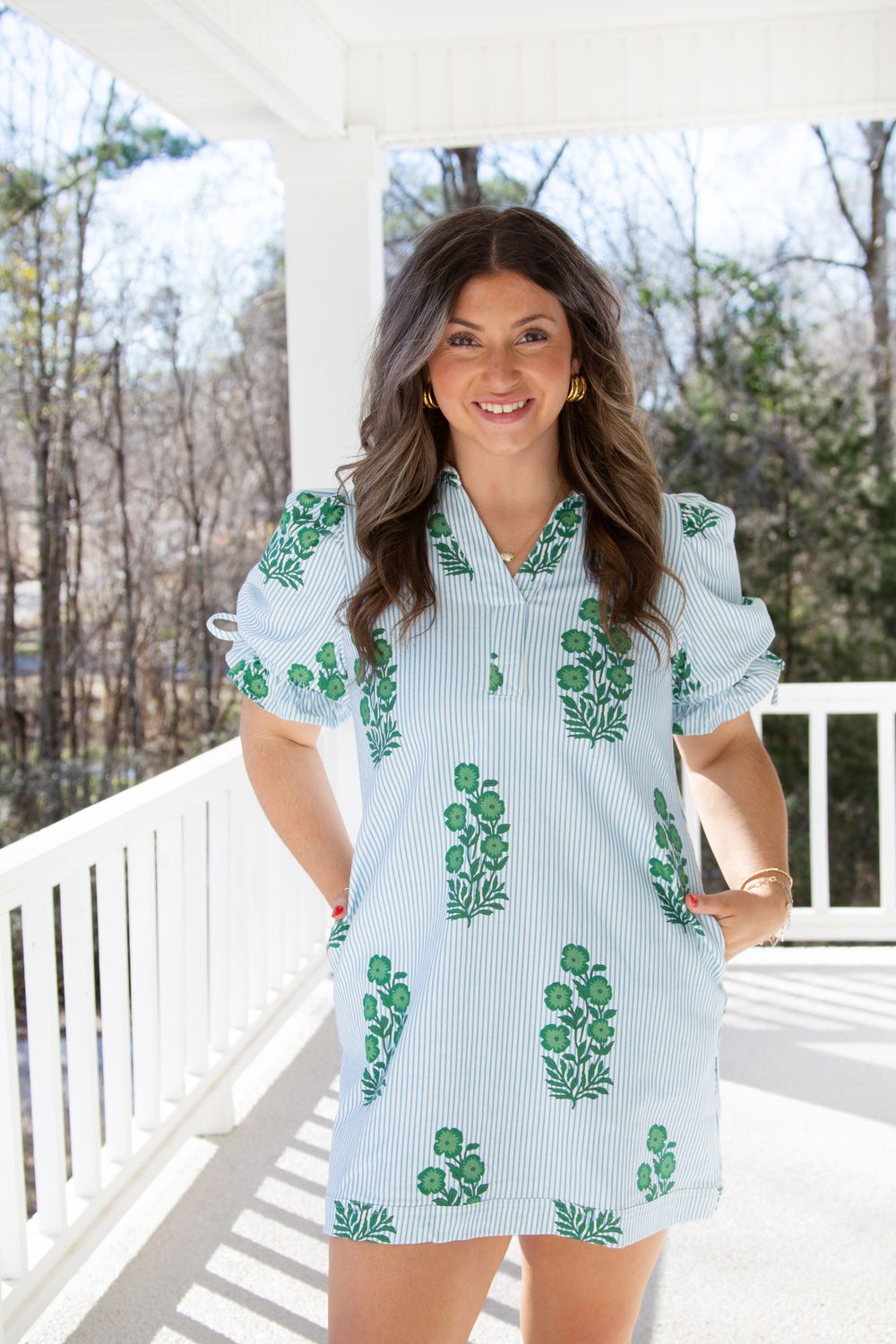 Skips Through the Garden Striped Floral Mini Dress