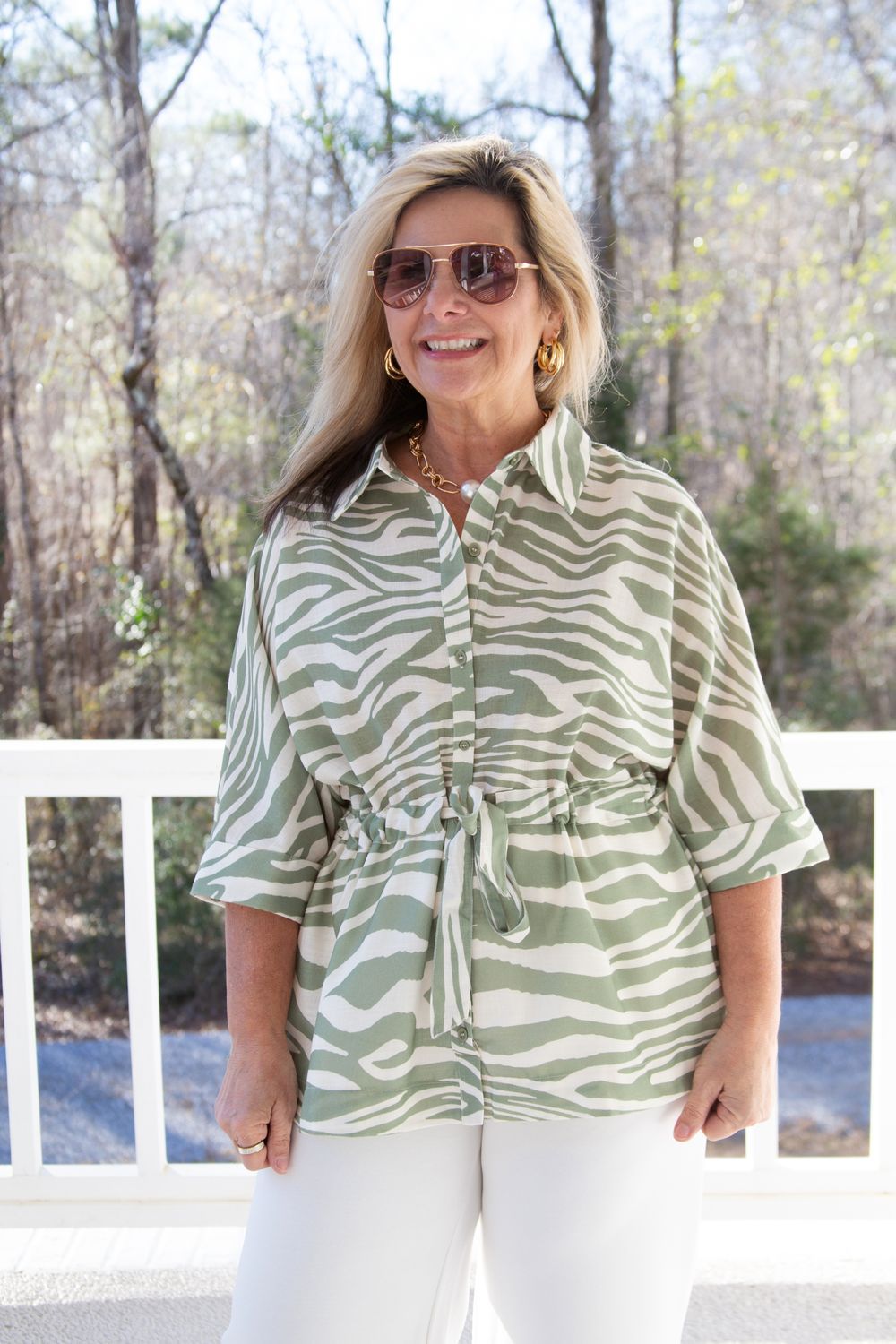 All My Love Zebra Tie Waist Top