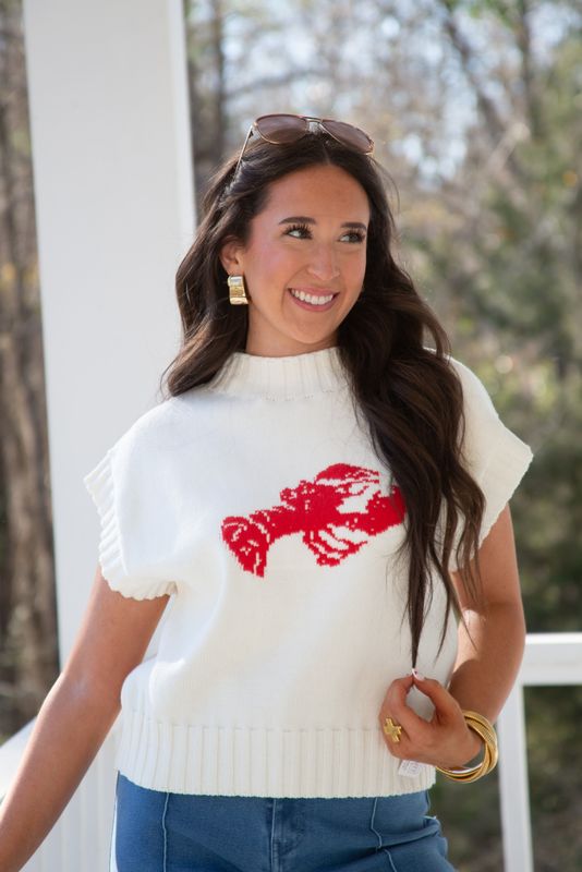 Lobster Mock Neck Knit Sweater