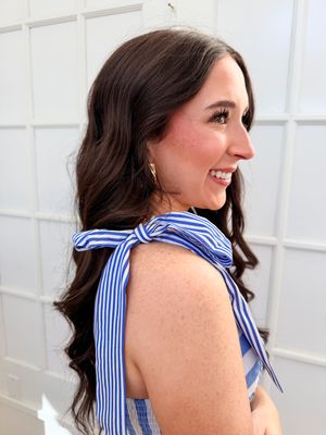 Give Your Best Striped Accent Trimmed Midi Dress