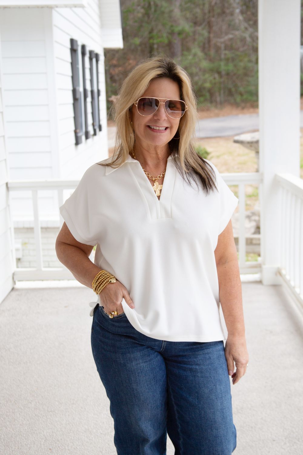 Late Nights Collared Scuba Top