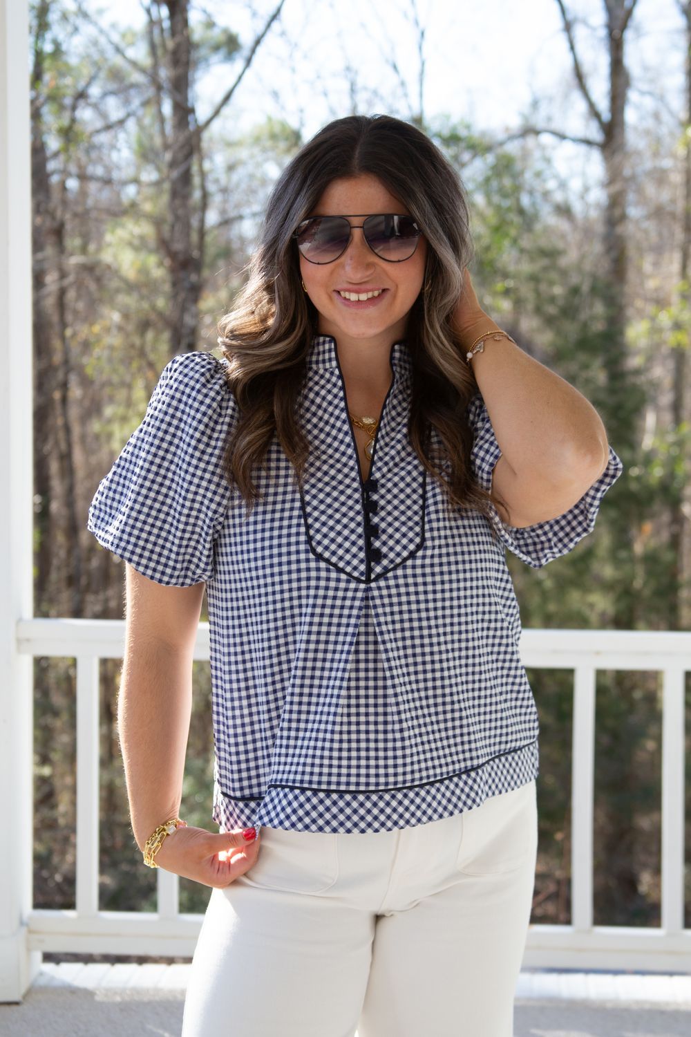 Walk Through It Gingham Babydoll Top