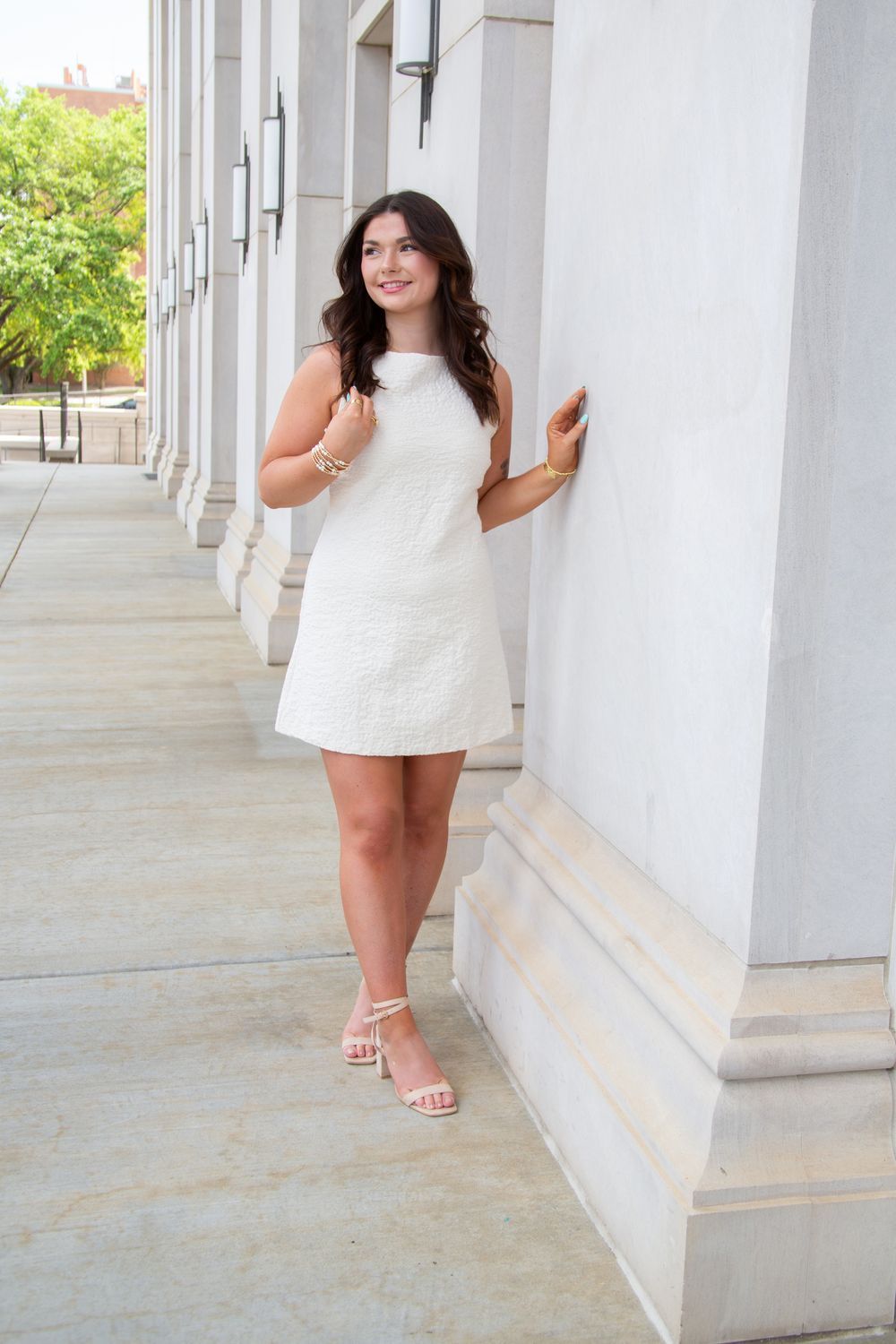 Dainty Details Back V Neck Tie Mini Dress