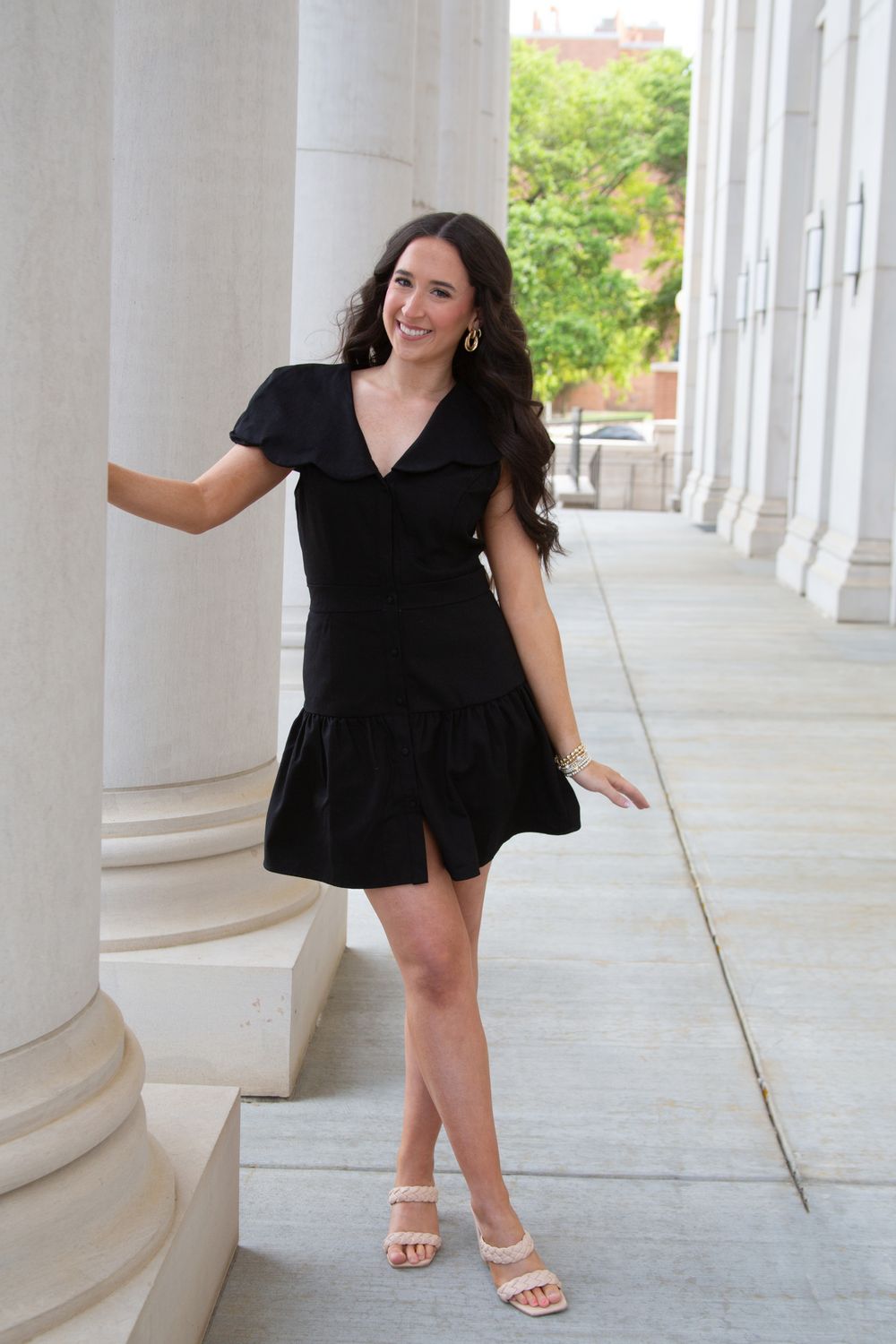 Classy Elegance Oversized Scallop Collar Dress