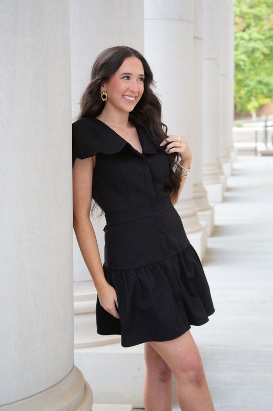 Classy Elegance Oversized Scallop Collar Dress