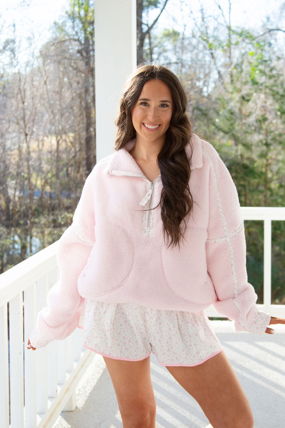 Weekend Win Fleece Floral Short Set