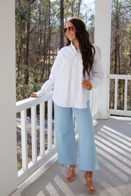 Bright Intentions Floral Printed Rib Doll Collared Top