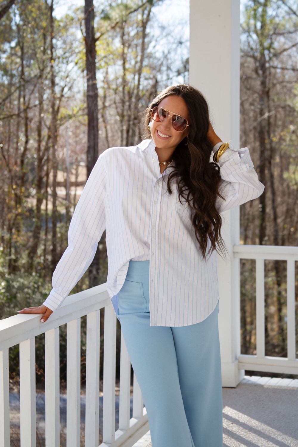 Bright Intentions Floral Printed Rib Doll Collared Top