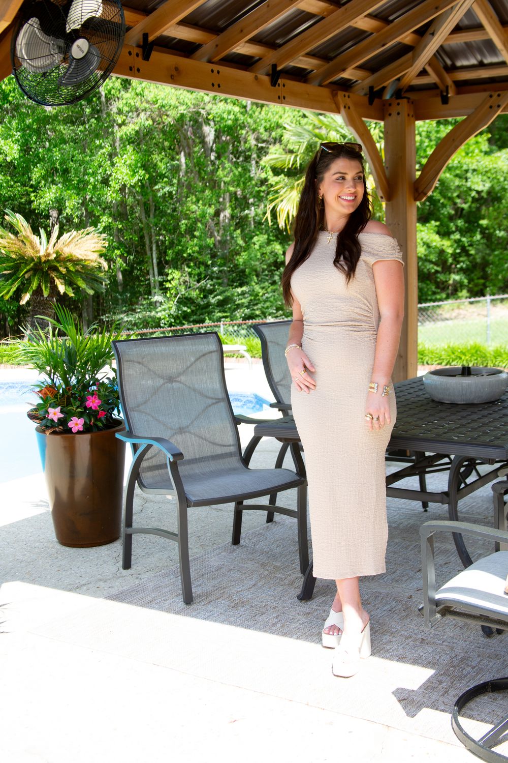 Pure Admiration Textured Side Slit Midi Dress