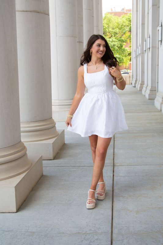 Dressed to the Max Embroidered Square Neck Mini Dress