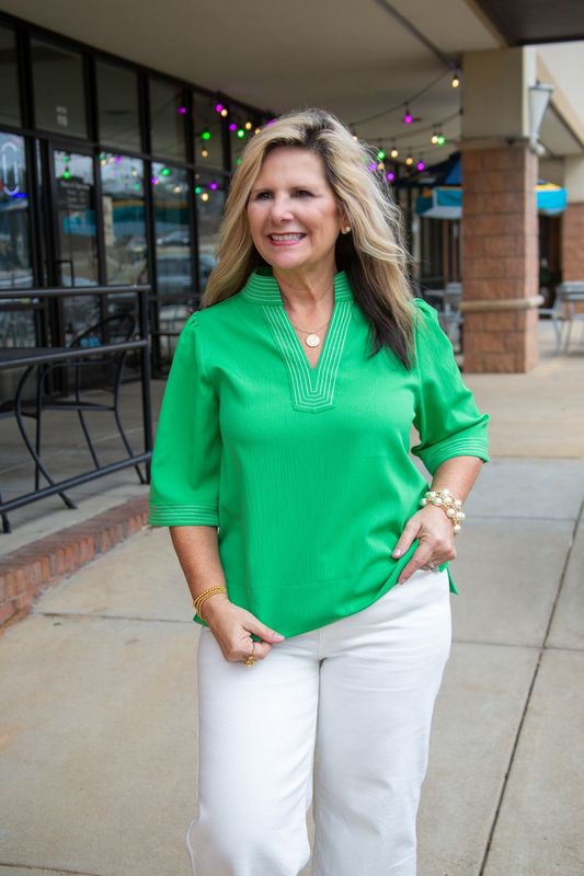 Untouchable Stitch Detail Standing Neckline Top