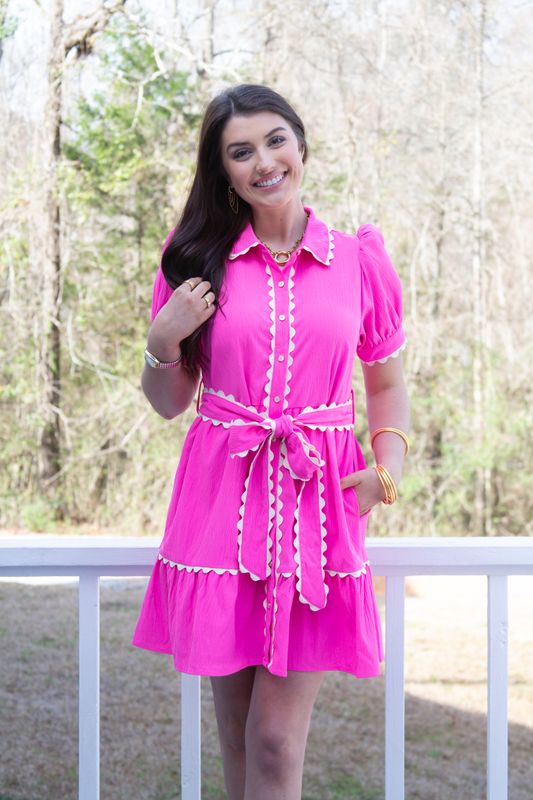 Elegant Affairs Scallop Trim Accent Babydoll Dress