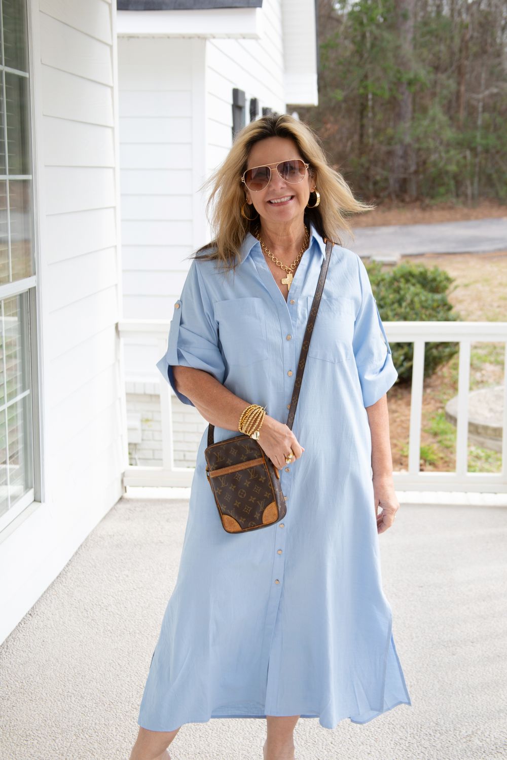 Glory Days Side Slit Button Down Woven Midi Dress