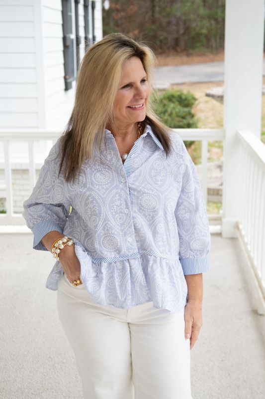 Get a Clue 3/4 Sleeve Pattern Top