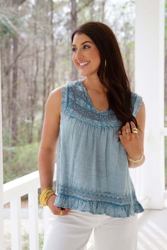 Can't Let Go Ruffle Detail Tank Top