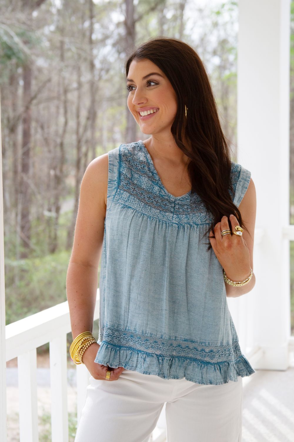 Can't Let Go Ruffle Detail Tank Top