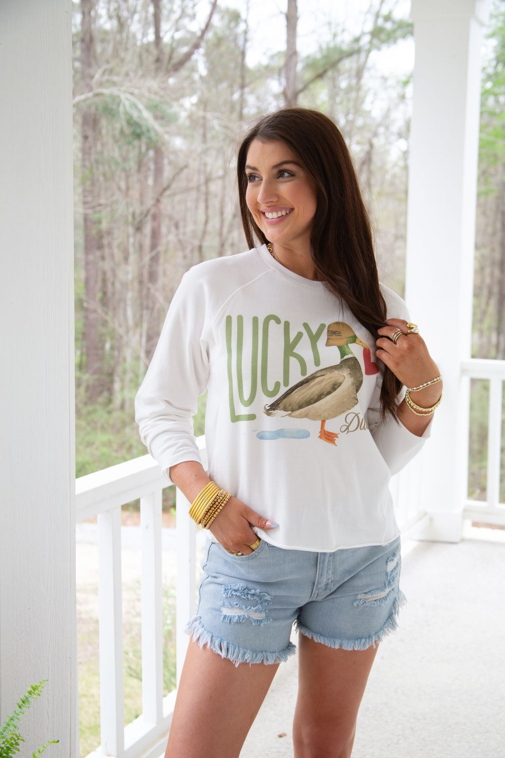 Lucky Duck Cropped Sweatshirt