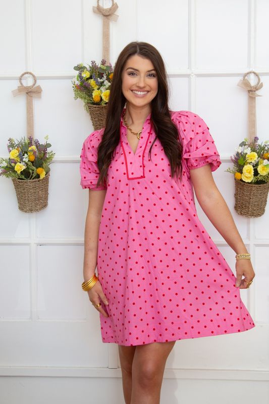Reflecting You Layered Sleeve Polka Dot Dress