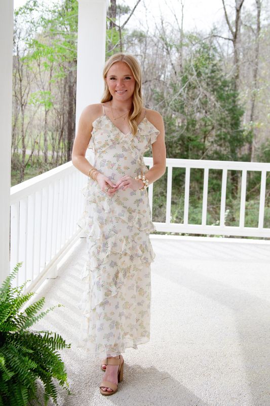 Sweet Simplicity Floral Ruffle Midi Dress