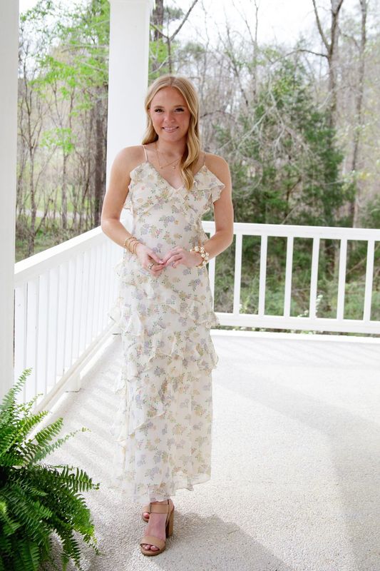 Sweet Simplicity Floral Ruffle Midi Dress