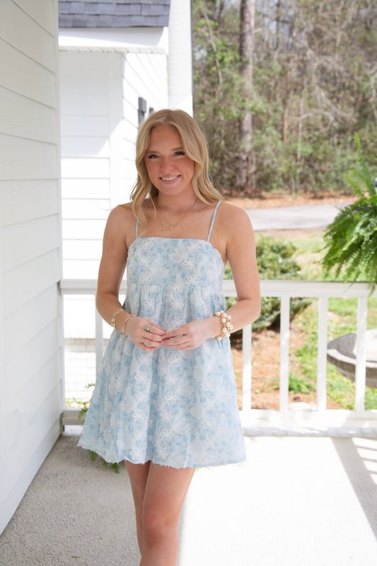 Beach Club Textured Floral Mini Dress