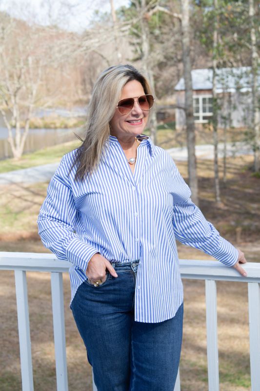 Sweet Truth Striped Button Poplin Shirt
