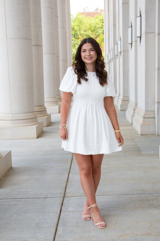 Crowning Moment Pleated Detail A Line Dress