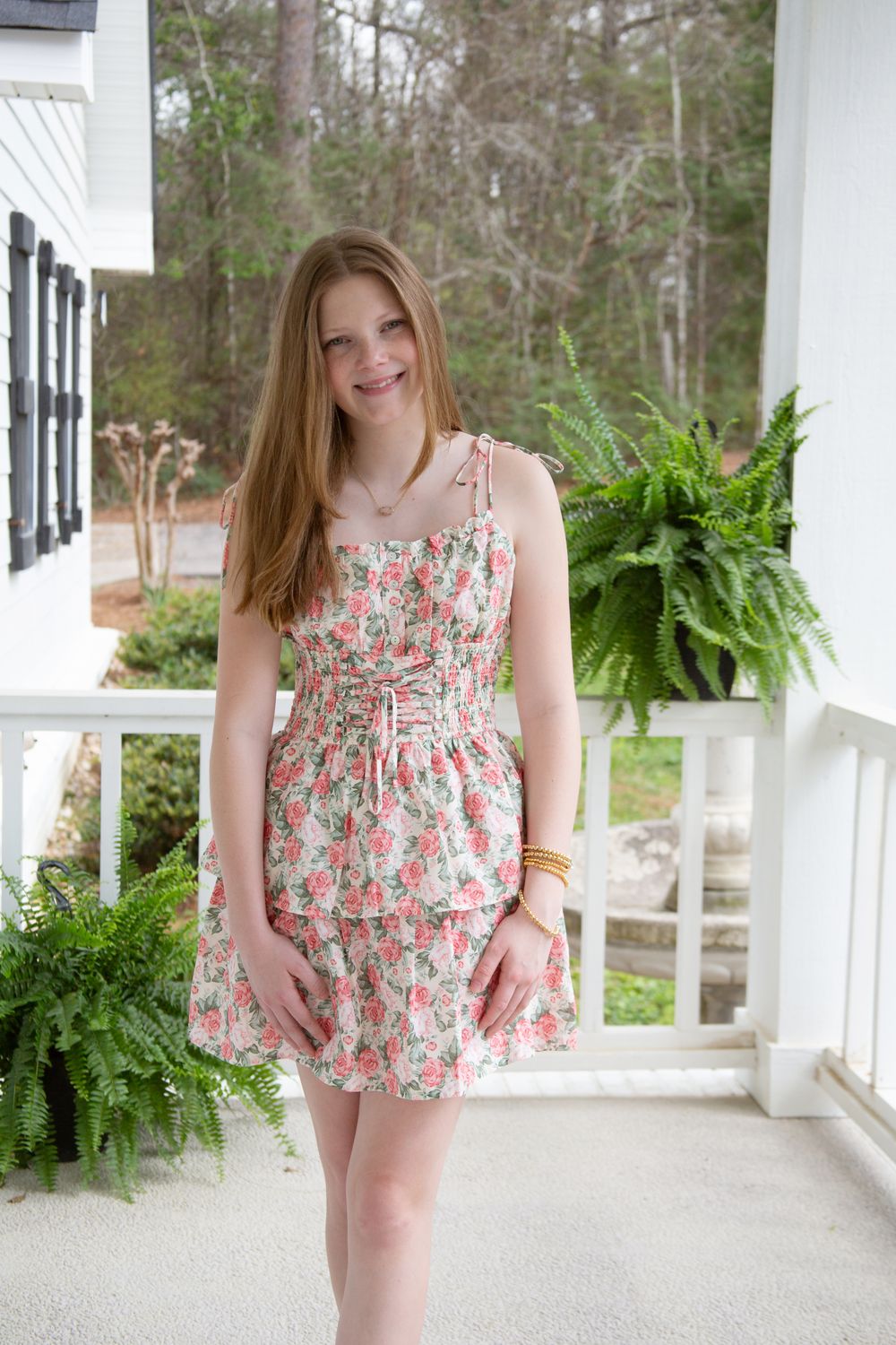 Fresh Flowers Ruffle Corset Style Mini Dress