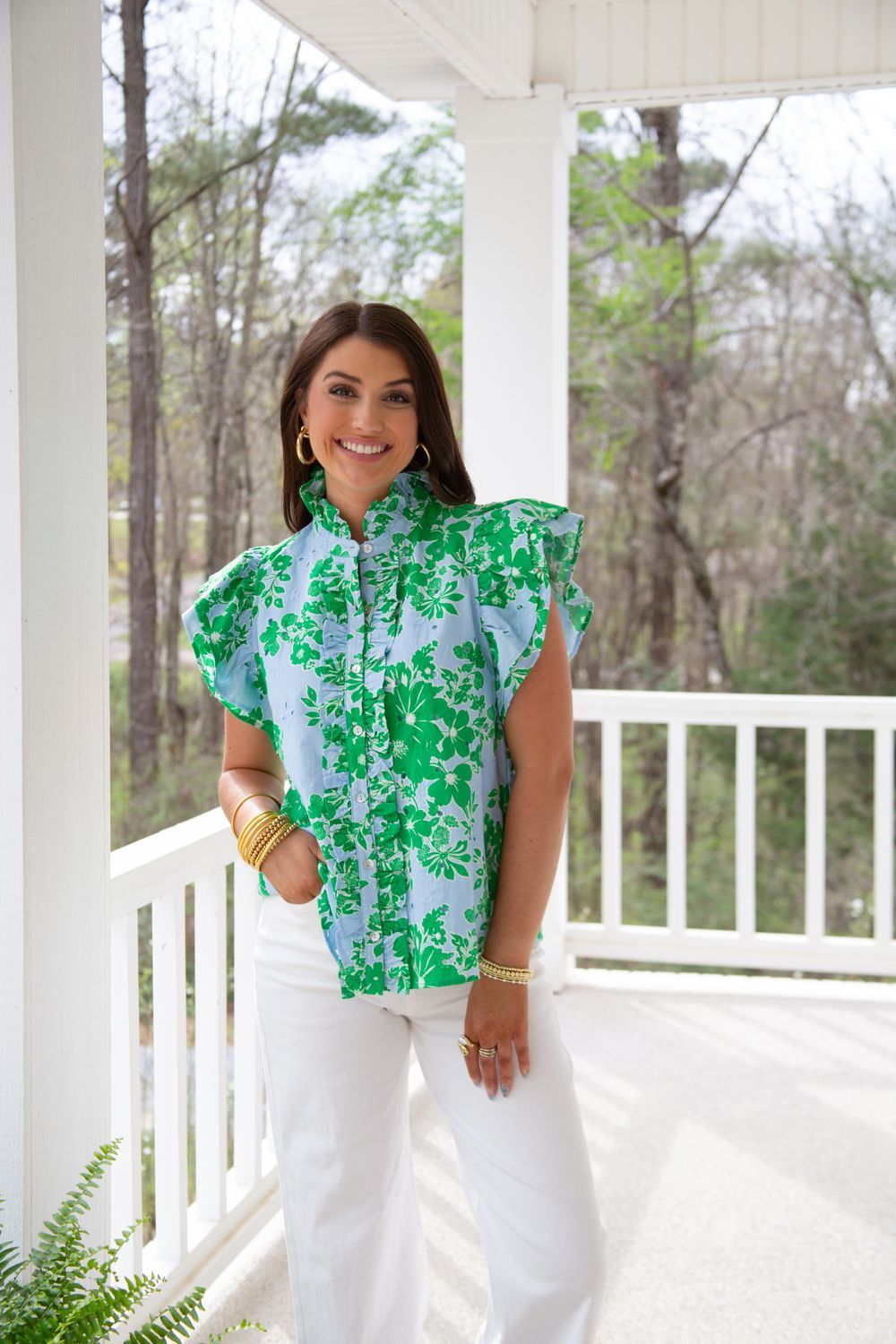 Good Qualities Ruffle Eyelet Top