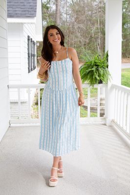 Say it Back Drop Waist Lace Trim Midi Dress