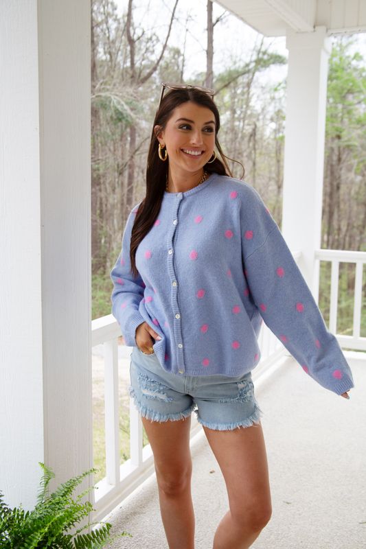 Call Me Fancy Polka Dot Sweater Cardigan