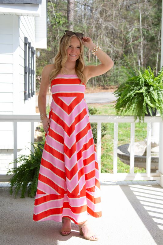 Island Reservation Striped Detail Maxi Dress