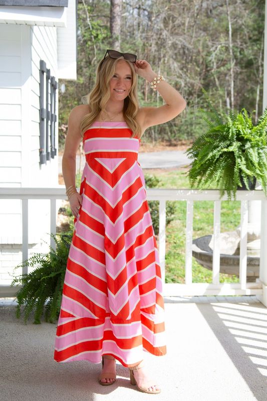 Island Reservation Striped Detail Maxi Dress