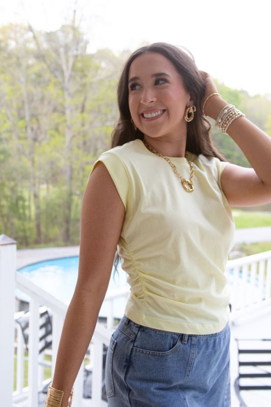 Beach Retreat Ruched Waist Sleeveless Top