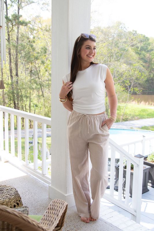 Clocking Out Striped Wide Leg Pant