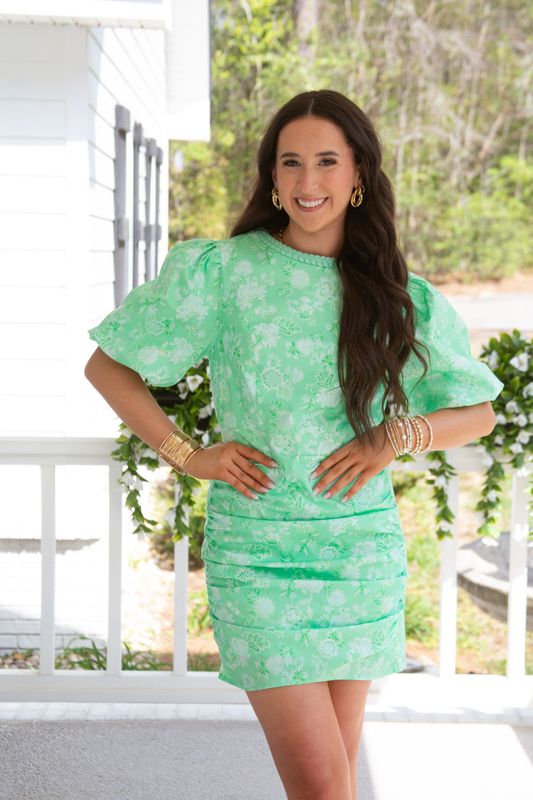 Down with Dolce Puff Braid Trim Mini Dress