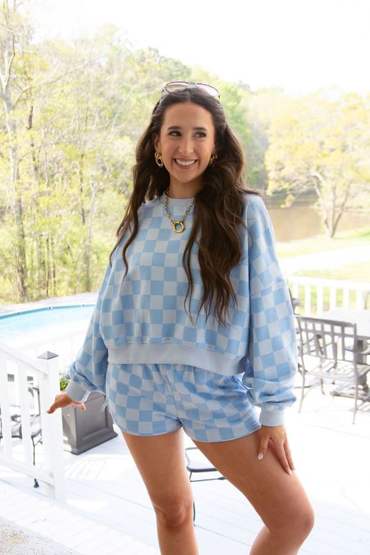Sweet Thoughts Checkered Cropped Short Set