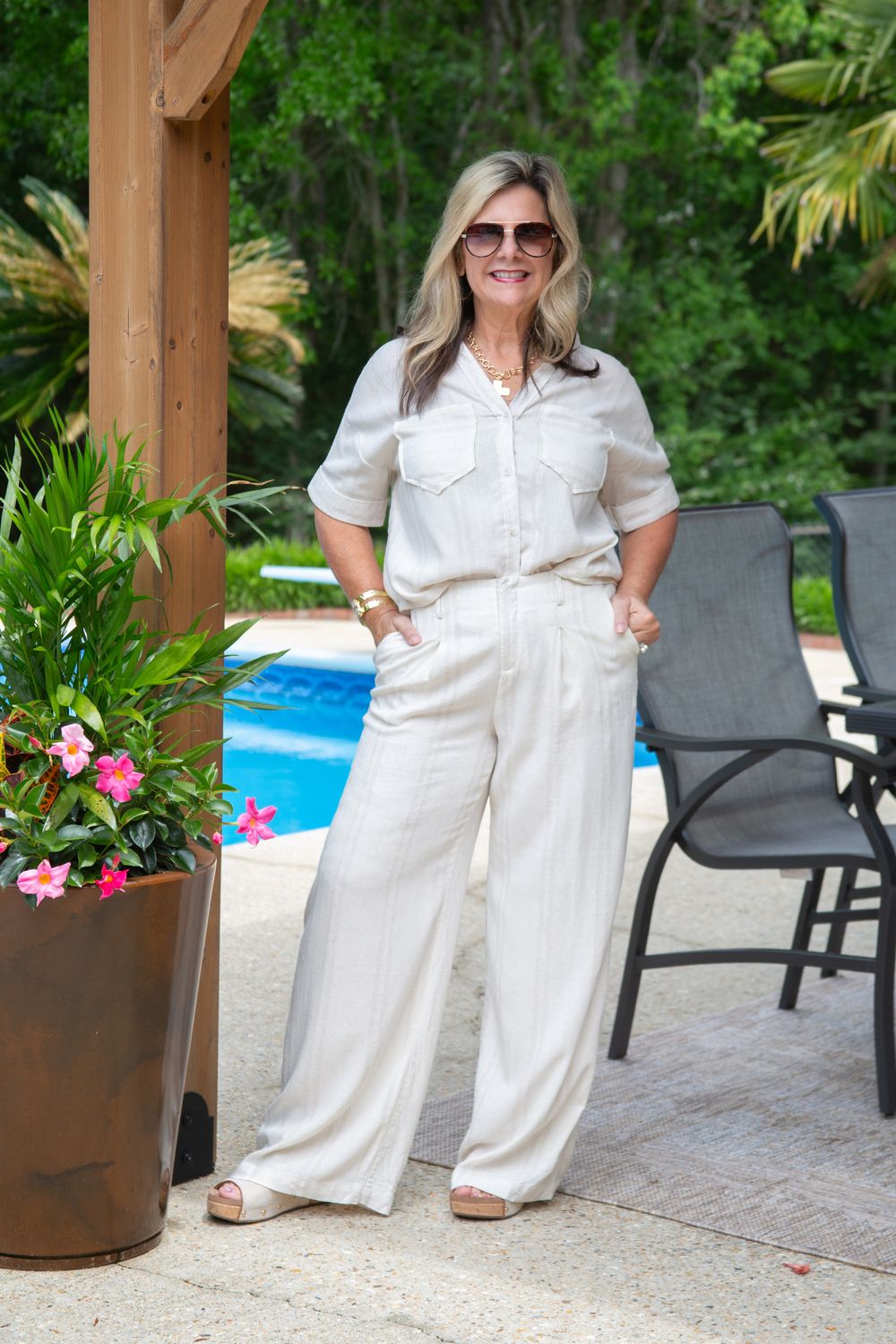 Romance Edit Striped Linen Wide Leg Pant