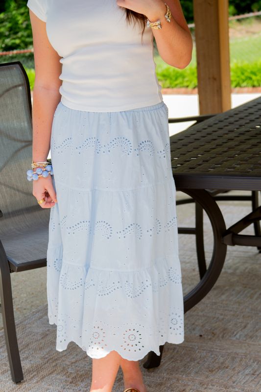 New Adventures Lace Embroidery Eyelet Skirt