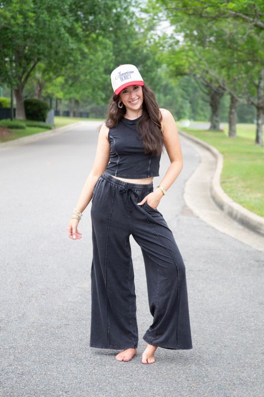 Accept Yourself Mineral Wash Wide Leg Set