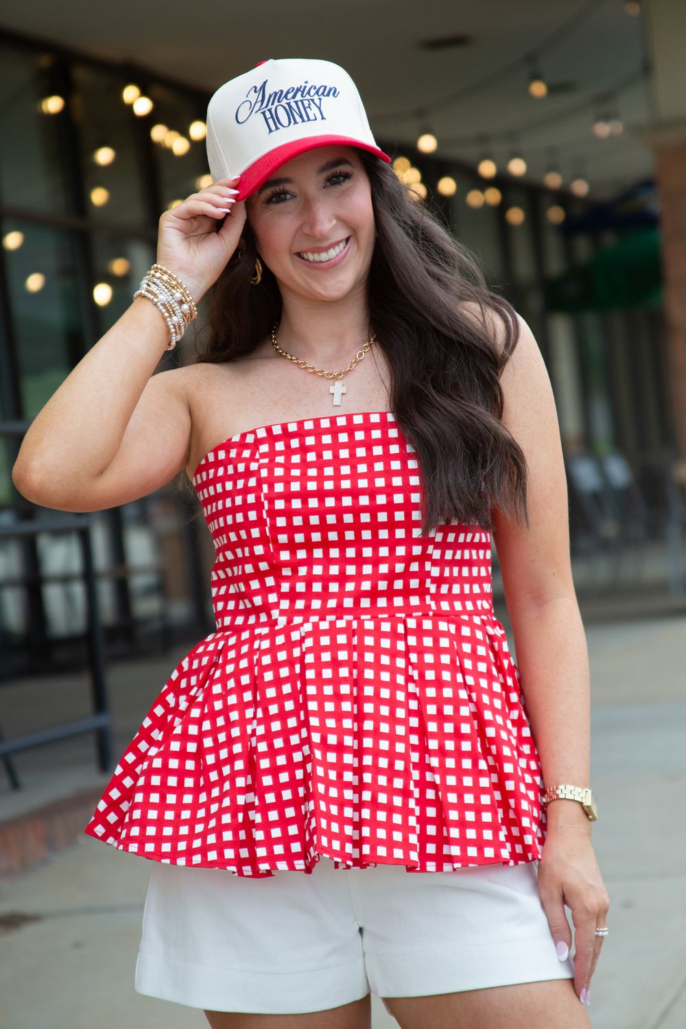 Nothing Extra Checkered Sleeveless Peplum Top