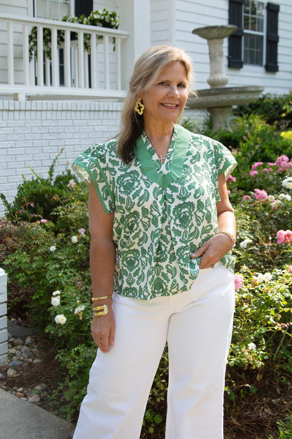 Tried &amp; True V Neck Abstract Print Top