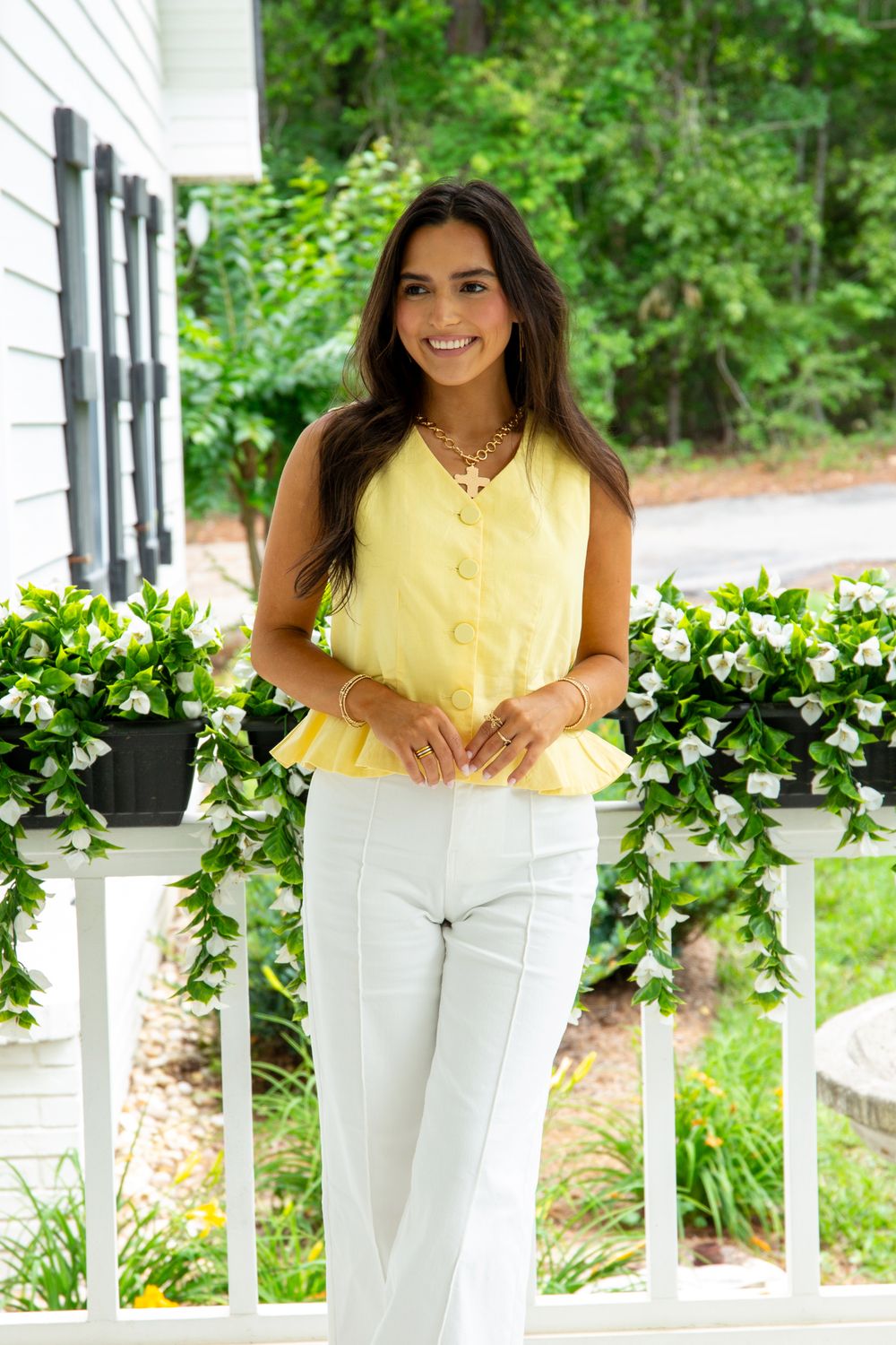 Sunny Horizon Sleeveless V Neck Peplum
