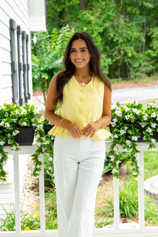 Sunny Horizon Sleeveless V Neck Peplum