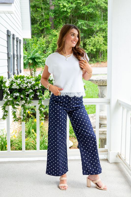 Twilight Escape Wide Leg Polka Dot Pant
