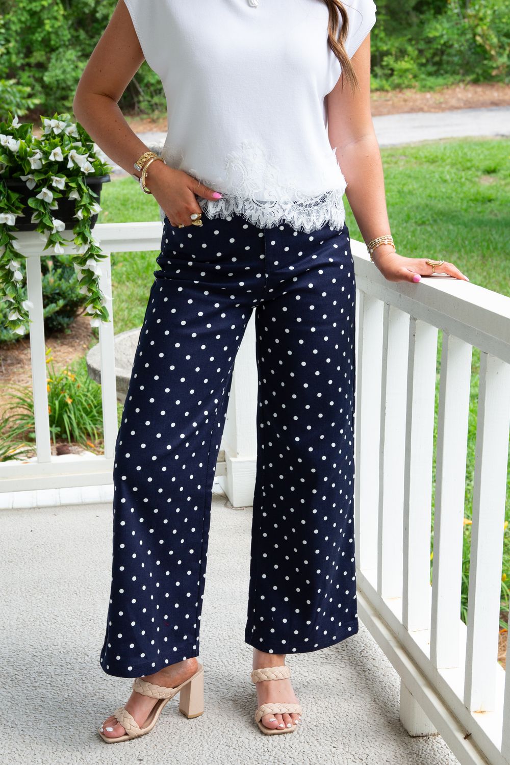 Twilight Escape Wide Leg Polka Dot Pant