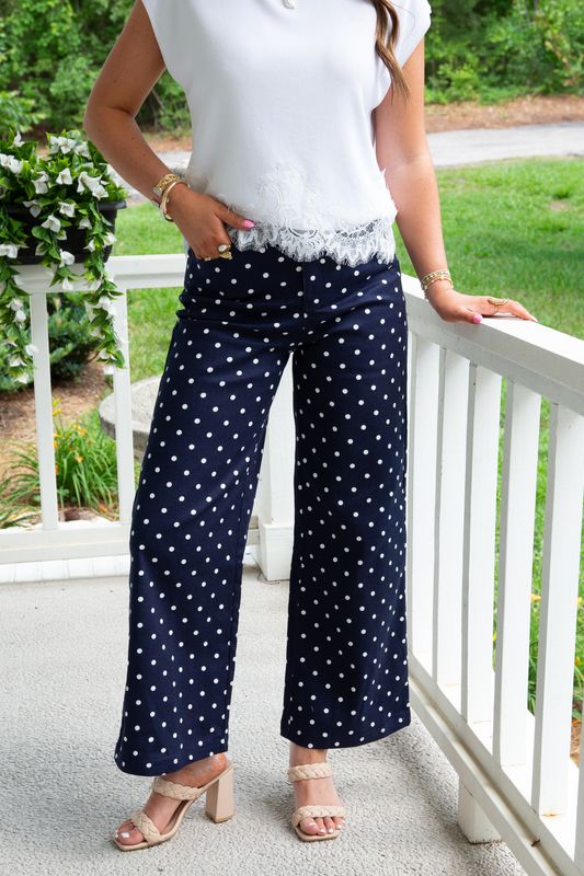 Twilight Escape Wide Leg Polka Dot Pant